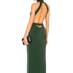 Elegant emerald Green backless Halter Dress